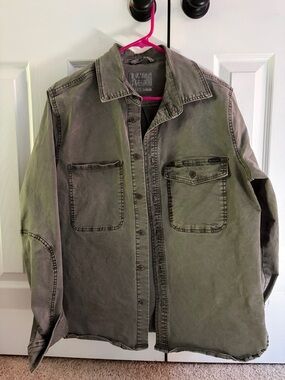 Men's Washed Gray Utility Jacket Lightweight